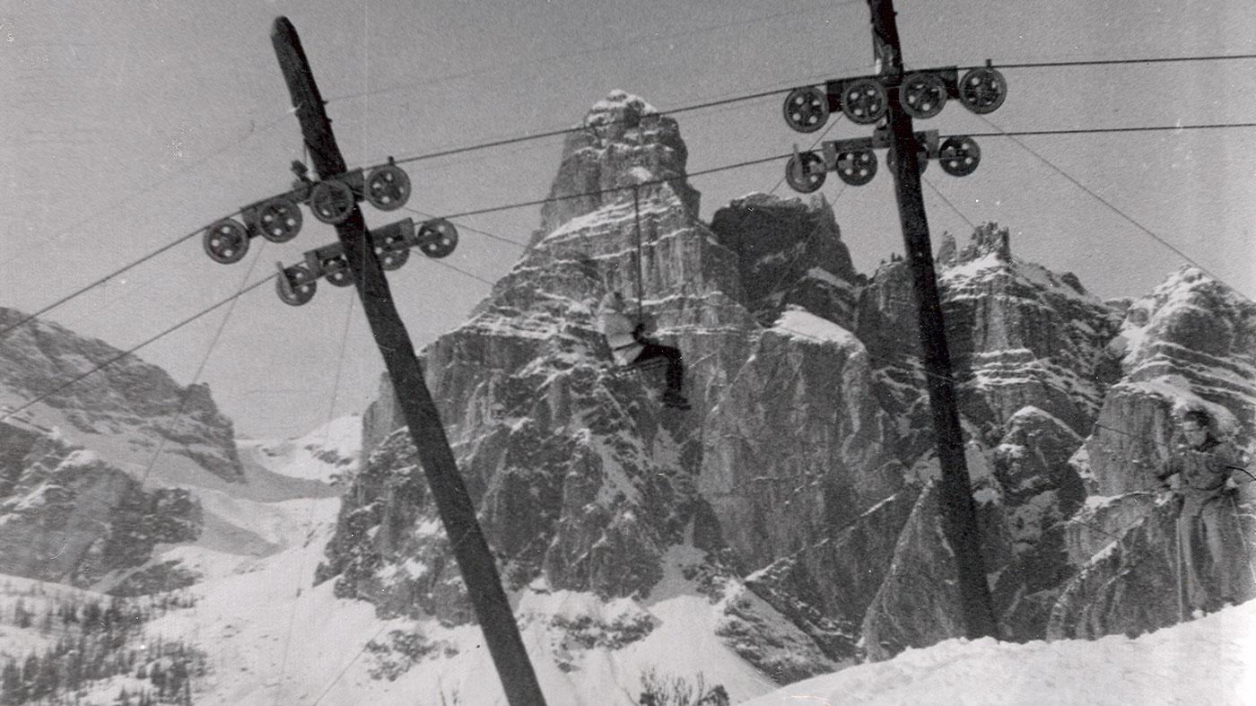 1947. First Leitner chairlift built in Corvara, Italy.